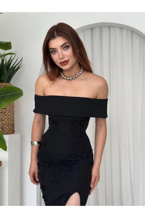 M00666-SIYAH Siyah ELBİSE