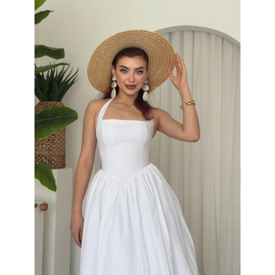M00668-BEYAZ Beyaz ELBİSE