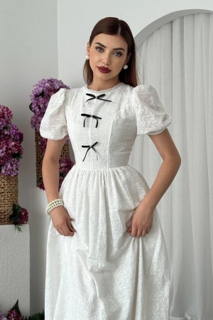 M00674-BEYAZ Beyaz ELBİSE