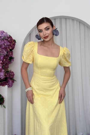 M00675-SARI Sarı ELBİSE