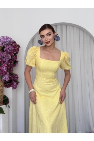 M00675-SARI Sarı ELBİSE