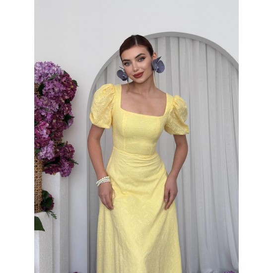 M00675-SARI Sarı ELBİSE