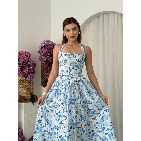 M00676-MAVİ Mavi ELBİSE