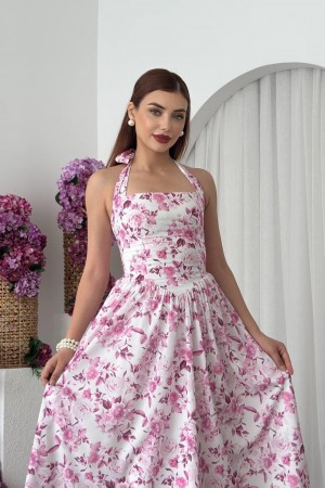 M00676-PEMBE Pembe ELBİSE