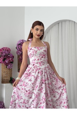 M00676-PEMBE Pembe ELBİSE