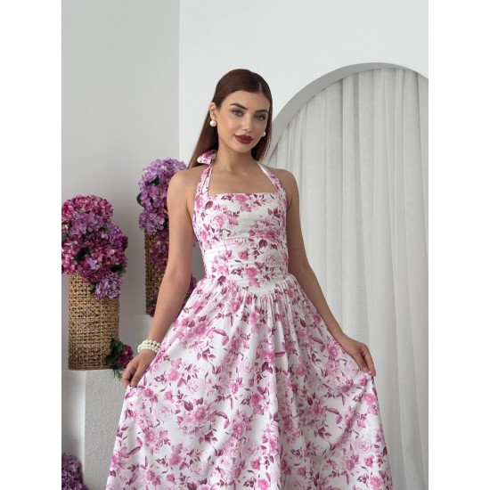 M00676-PEMBE Pembe ELBİSE