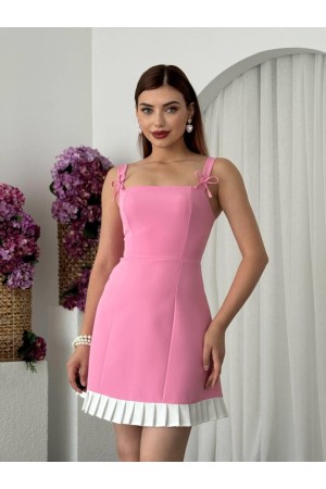 M00677-PEMBE Pembe ELBİSE