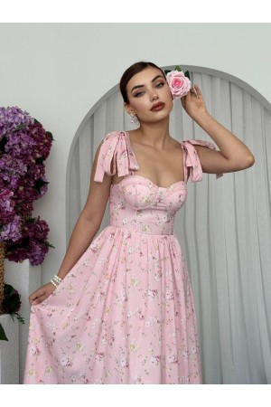 M00680-PEMBE Pembe ELBİSE