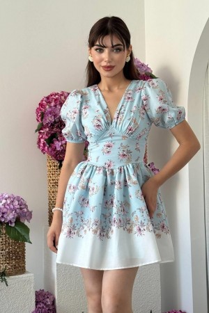 M00681-MAVİ Mavi ELBİSE