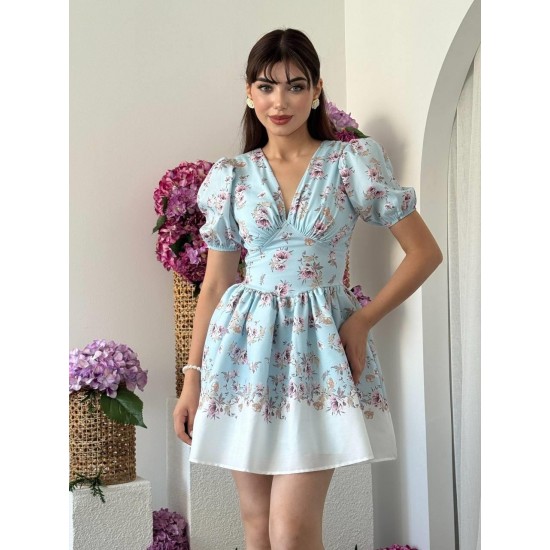 M00681-MAVİ Mavi ELBİSE