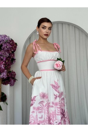 M00682-PEMBE Pembe ELBİSE