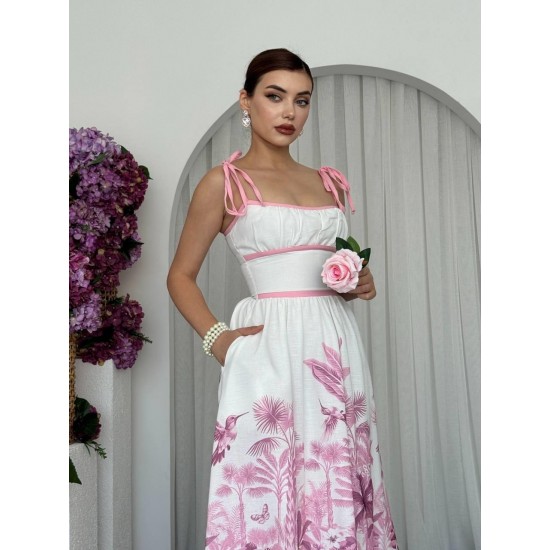 M00682-PEMBE Pembe ELBİSE