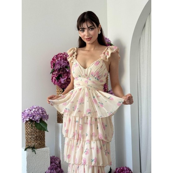 M00683-BEJ Bej ELBİSE