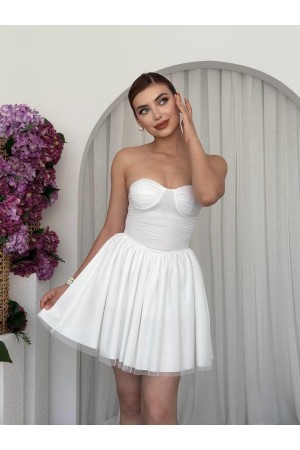 M00684-BEYAZ Beyaz ELBİSE