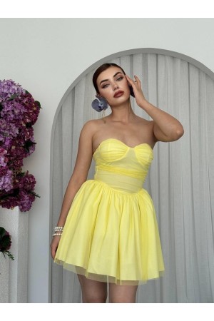 M00684-SARI Sarı ELBİSE