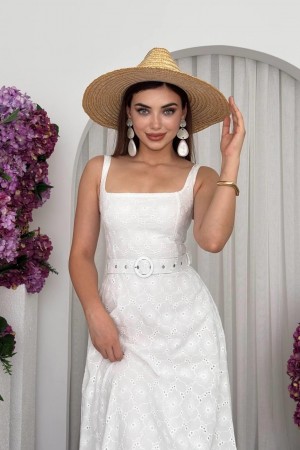 M00689-BEYAZ Beyaz ELBİSE