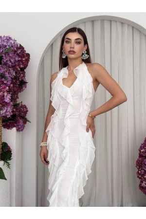 M00690-BEYAZ Beyaz ELBİSE