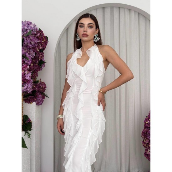 M00690-BEYAZ Beyaz ELBİSE