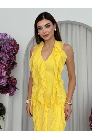 M00690-SARI Sarı ELBİSE