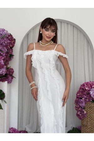 M00694-BEYAZ Beyaz ELBİSE