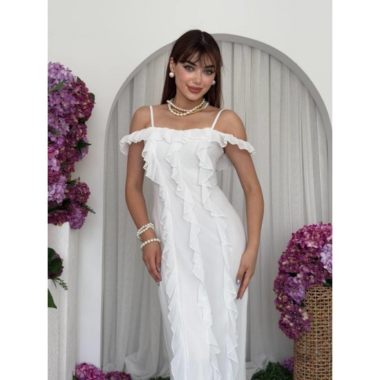 M00694-BEYAZ Beyaz ELBİSE