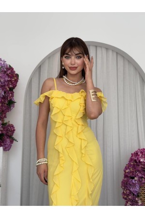 M00694-SARI Sarı ELBİSE