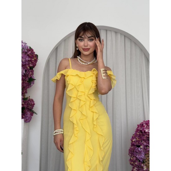 M00694-SARI Sarı ELBİSE