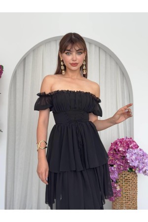 M00695-SIYAH Siyah ELBİSE