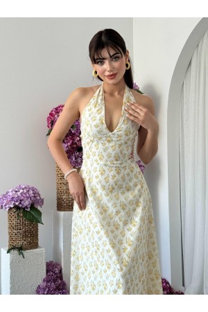 M00696-ÇİÇEK DESEN ÇİÇEK DESEN ELBİSE