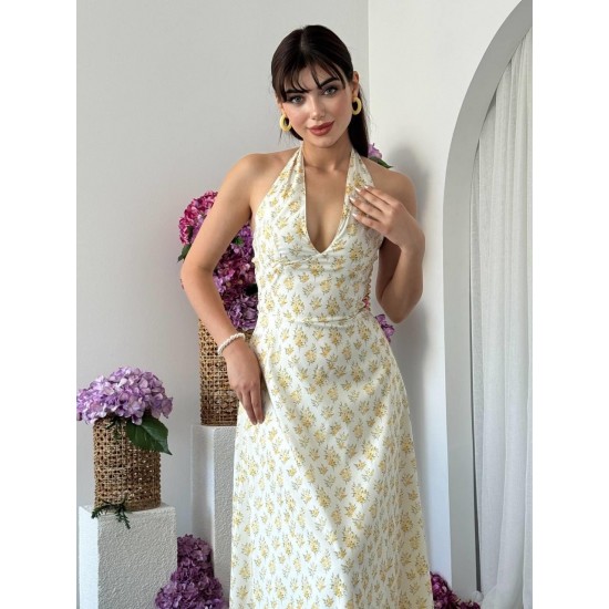 M00696-ÇİÇEK DESEN ÇİÇEK DESEN ELBİSE