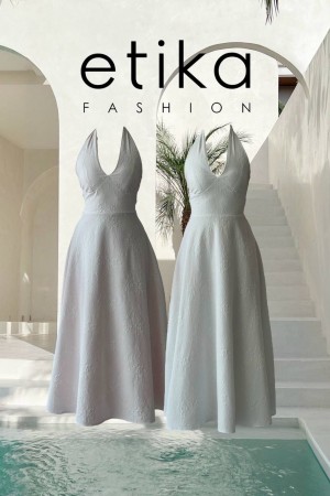 M00701-MAVİ SİM MAVİ SİM ELBİSE