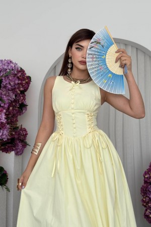M00702-SARI Sarı ELBİSE