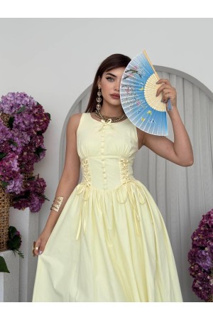 M00702-SARI Sarı ELBİSE