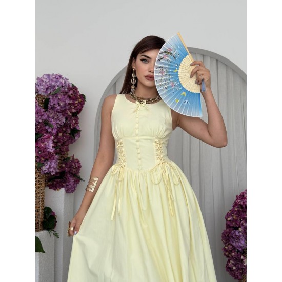 M00702-SARI Sarı ELBİSE