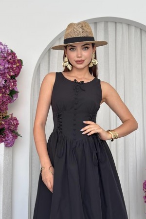 M00702-SIYAH Siyah ELBİSE