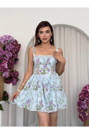 M00706-MAVİ Mavi ELBİSE