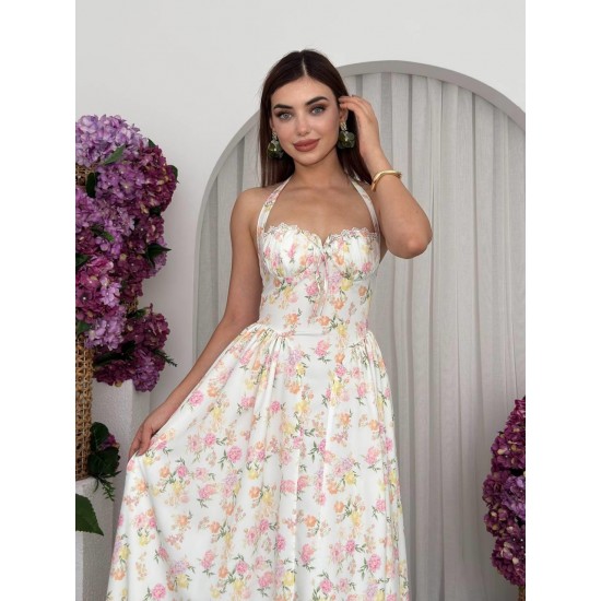 M00708-EKRU EKRU ELBİSE