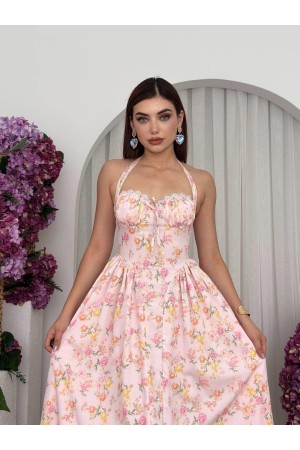 M00708-PEMBE Pembe ELBİSE