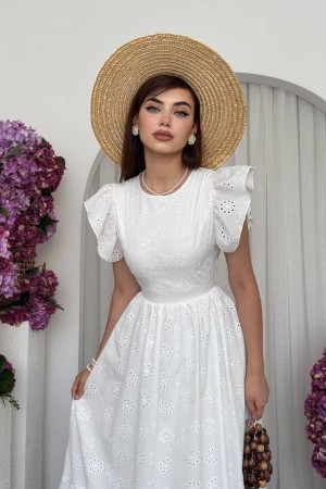 M00712-BEYAZ Beyaz ELBİSE