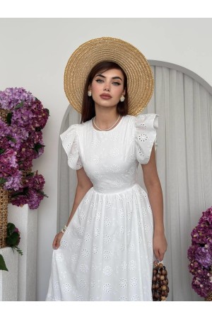 M00712-BEYAZ Beyaz ELBİSE