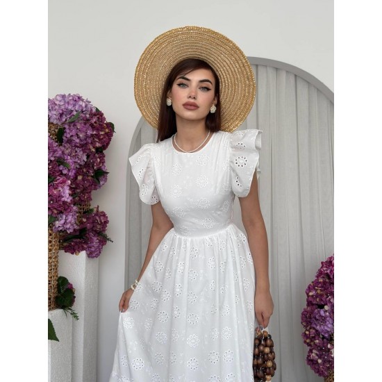 M00712-BEYAZ Beyaz ELBİSE