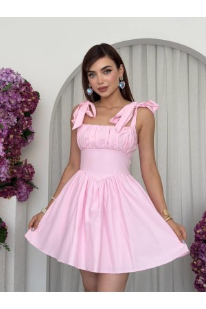 M00714-PEMBE Pembe ELBİSE