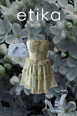 M00716-ÇİÇEK DESEN ÇİÇEK DESEN ELBİSE