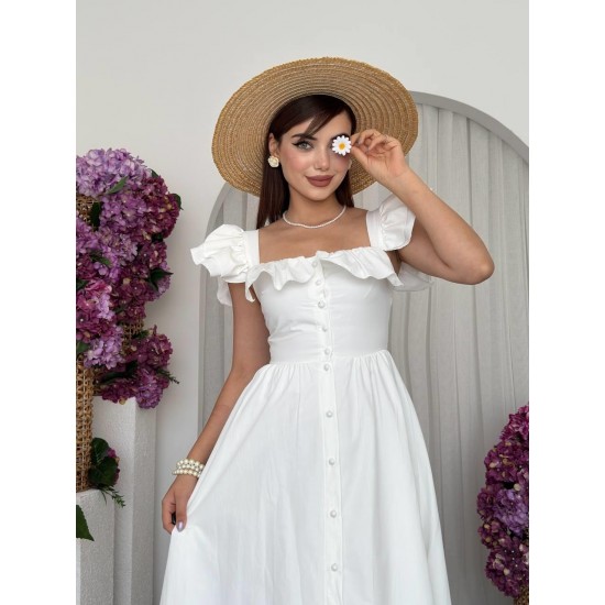 M00719-BEYAZ Beyaz ELBİSE