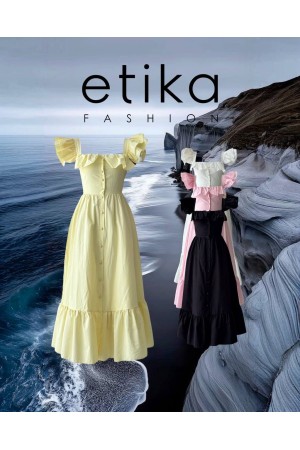 M00719-SARI Sarı ELBİSE