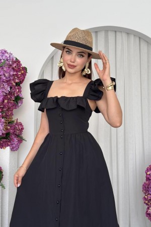 M00719-SIYAH Siyah ELBİSE