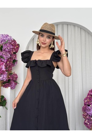 M00719-SIYAH Siyah ELBİSE