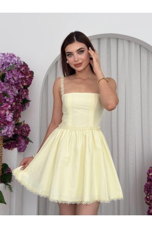 M00720-SARI Sarı ELBİSE