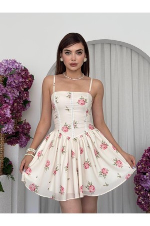 M00721-BEJ Bej ELBİSE