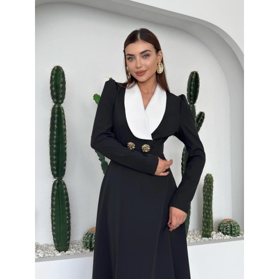 M00723-SIYAH Siyah ELBİSE